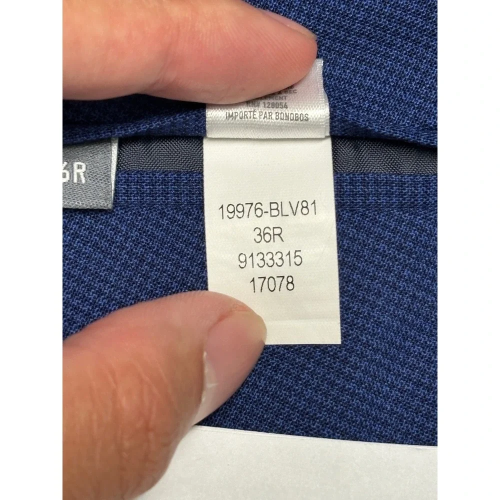 Bonobos Mens Jetsetter Slim Fit 2-pc Suit Blue Micro Houndstooth Wool 36R 32x31